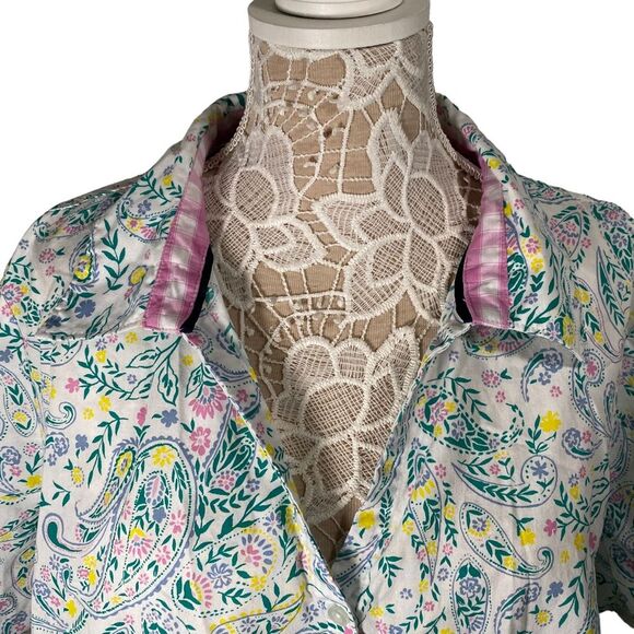 Laura Scott Women's Button up Paisley Floral shirt short sleeve, Plus Size 3X - Picture 2 of 6